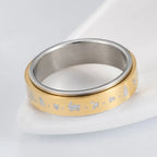 Patterned Anti-Stress Spinner Ring for Men or Women Gold