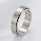 Patterned Anti-Stress Spinner Ring for Men or Women Silver