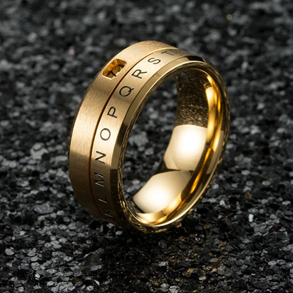 Anti-Stress Spinning Letter Ring Gold