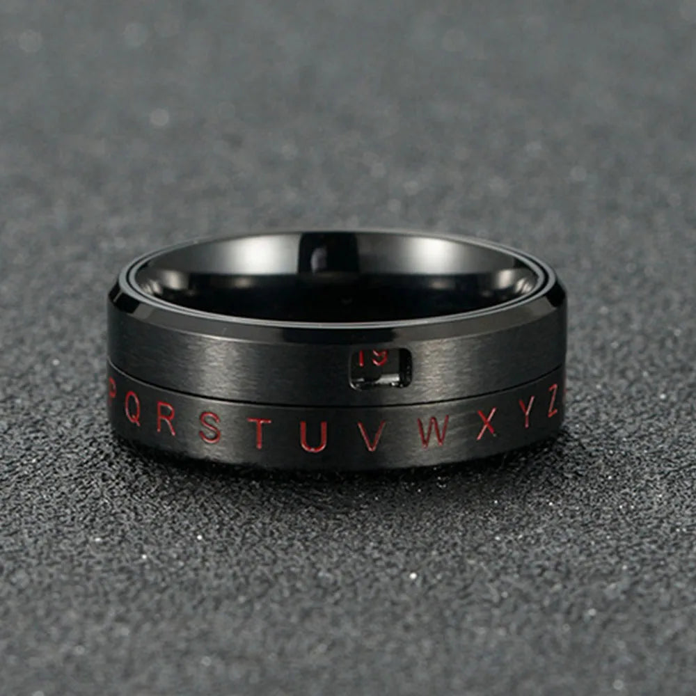 Anti-Stress Spinning Letter Ring Black