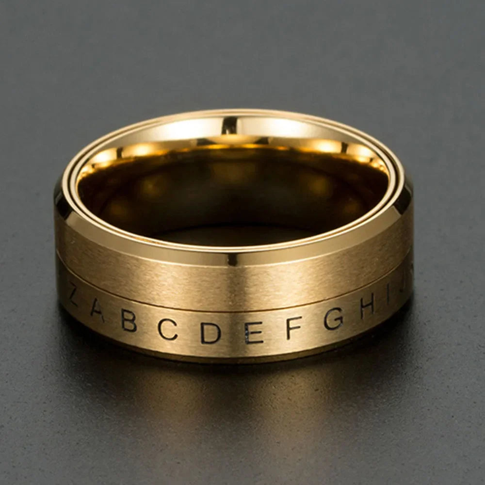 Anti-Stress Spinning Letter Ring Gold