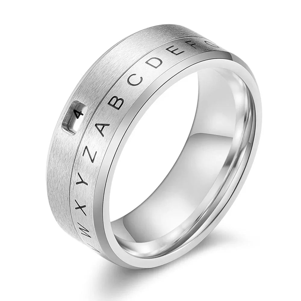 Anti-Stress Spinning Letter Ring Silver