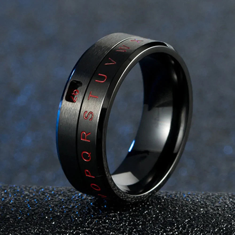 Anti-Stress Spinning Letter Ring Black