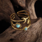 Moon and Star Band Ring