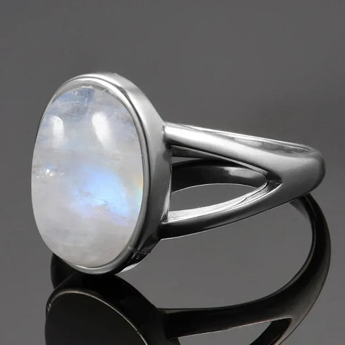 Women's Oval Band Ring with Moonstone