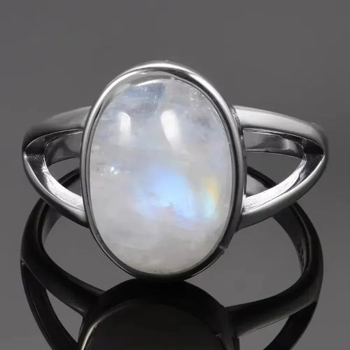 Women's Oval Band Ring with Moonstone