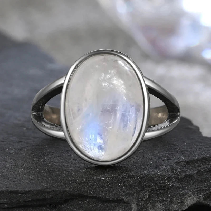 Women's Oval Band Ring with Moonstone