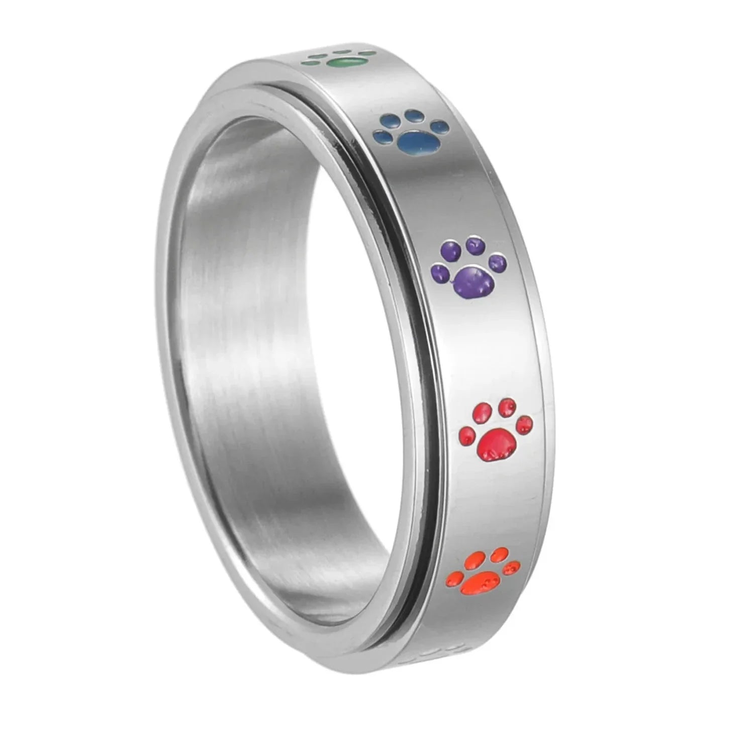 Ring with Hearts or Rotating Anti-Stress Paw Band paws