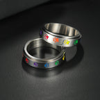 Ring with Hearts or Rotating Anti-Stress Paw Band heart