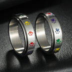 Ring with Hearts or Rotating Anti-Stress Paw Band paws