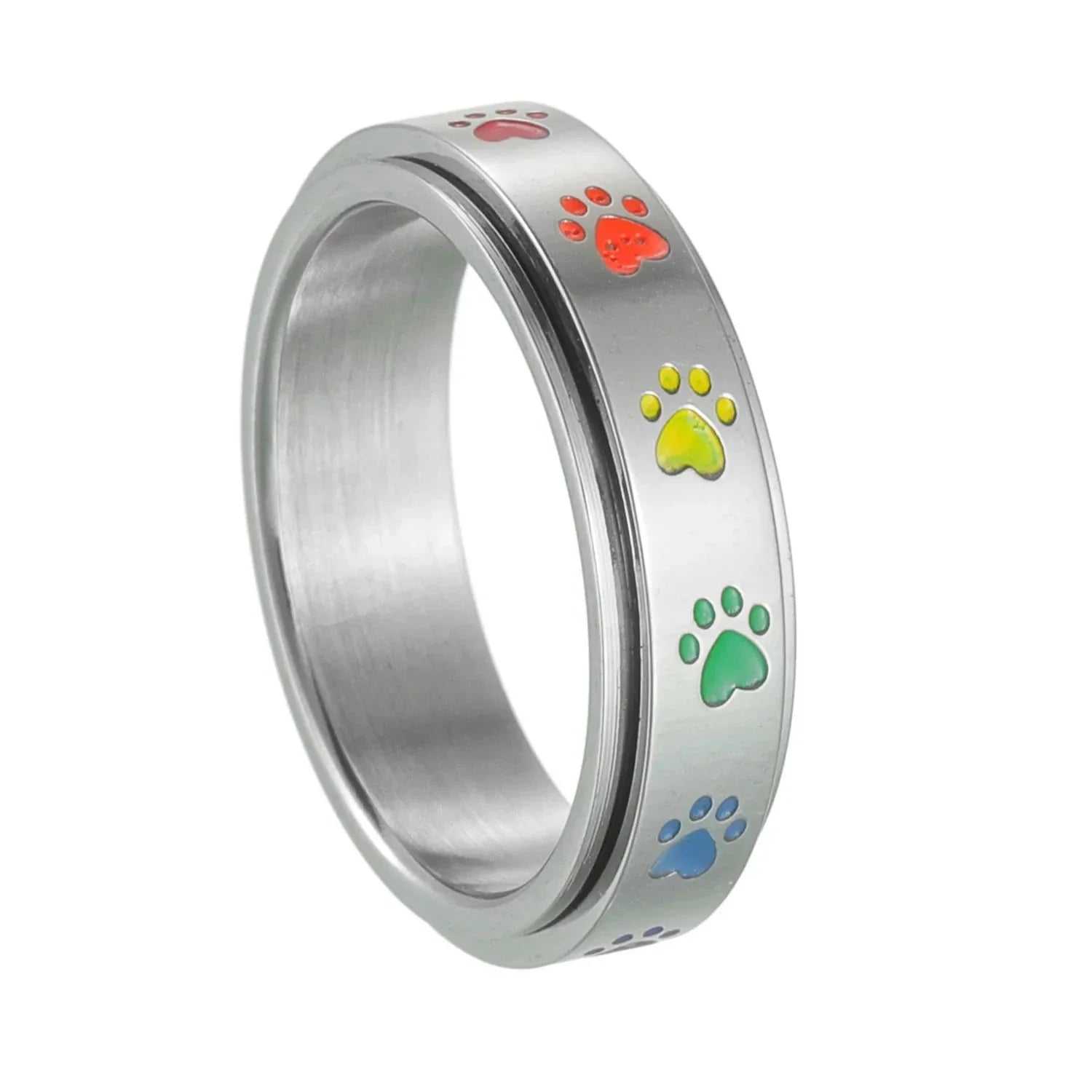 Ring with Hearts or Rotating Anti-Stress Paw Band paws