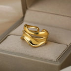Gold Water Drop Style Band Ring