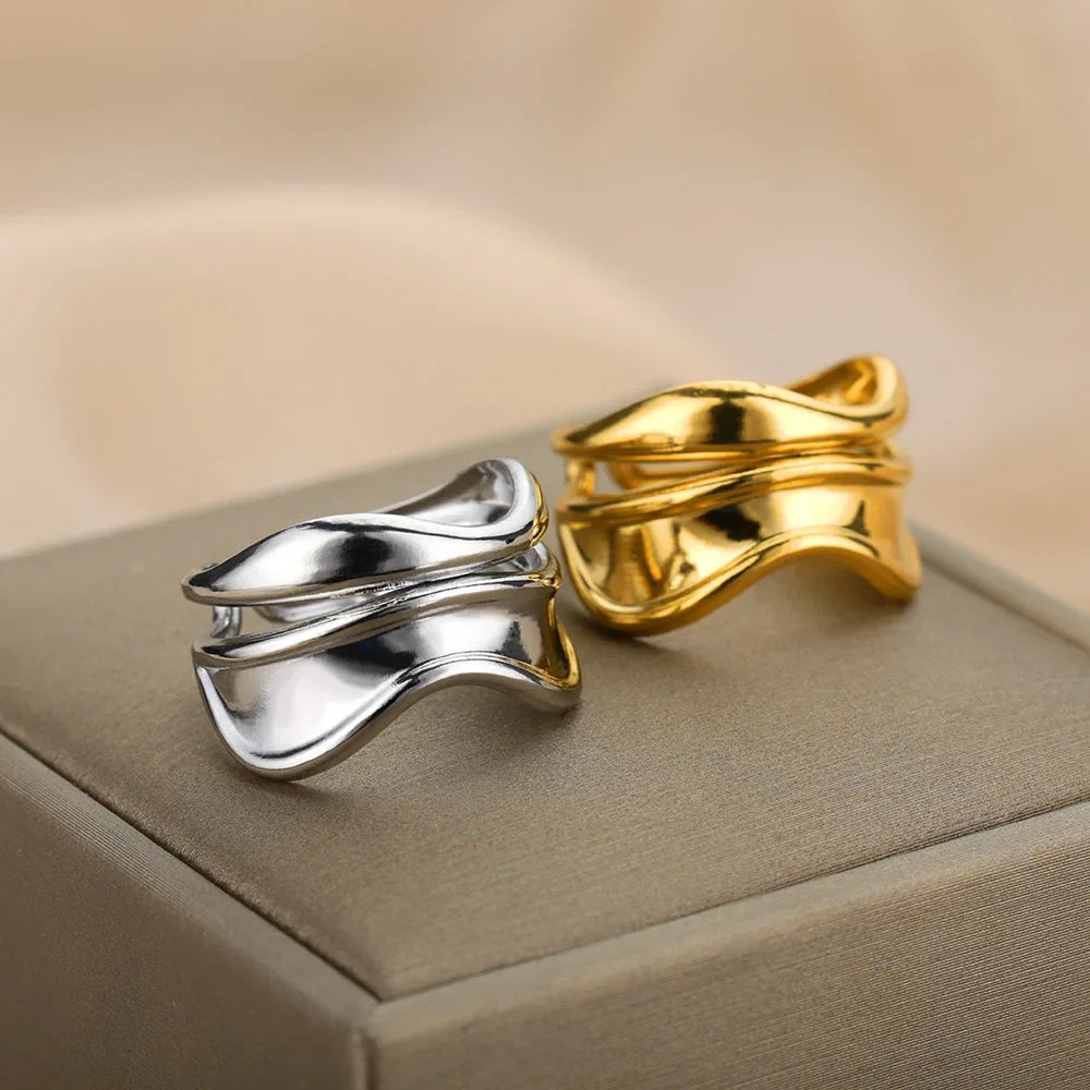 Silver Water Drop Style Band Ring