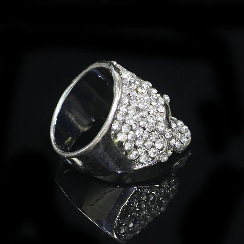 Rhinestone Skull Head Ring