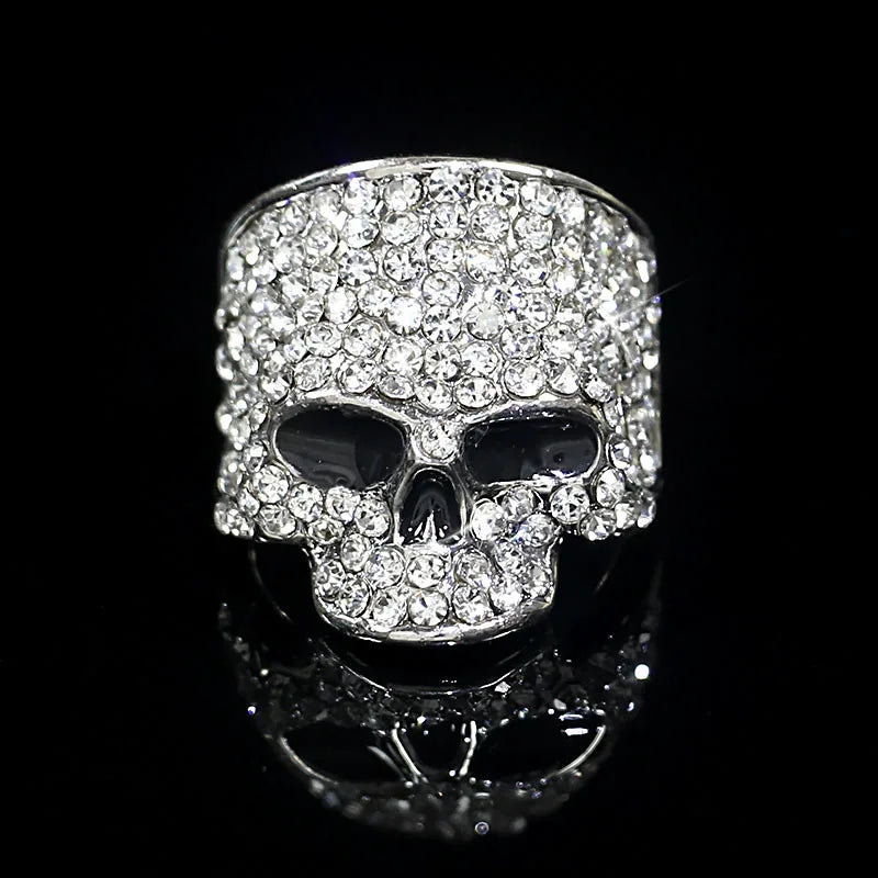 Rhinestone Skull Head Ring