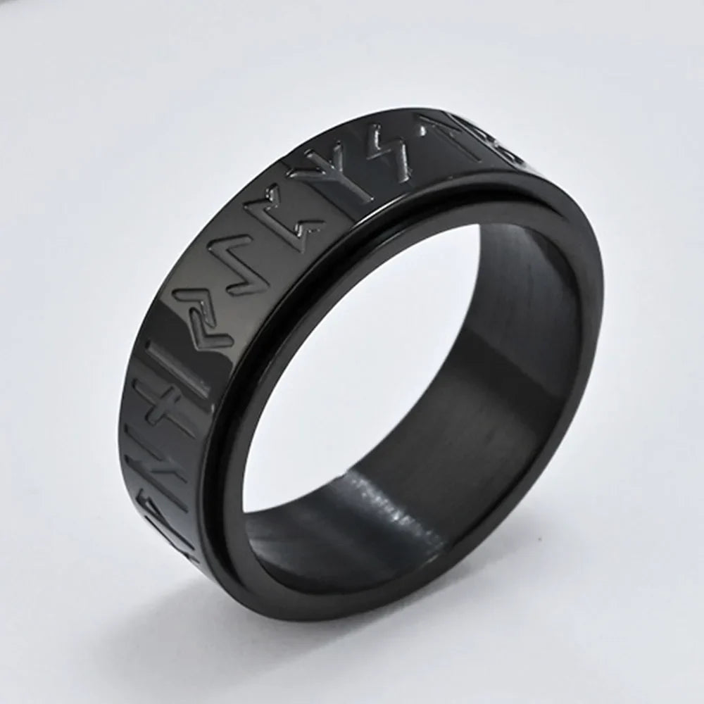 Viking Men's Anti-Stress Spinning Band Ring black