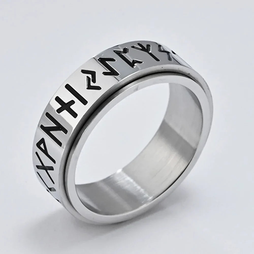 Viking Men's Anti-Stress Spinning Band Ring silver