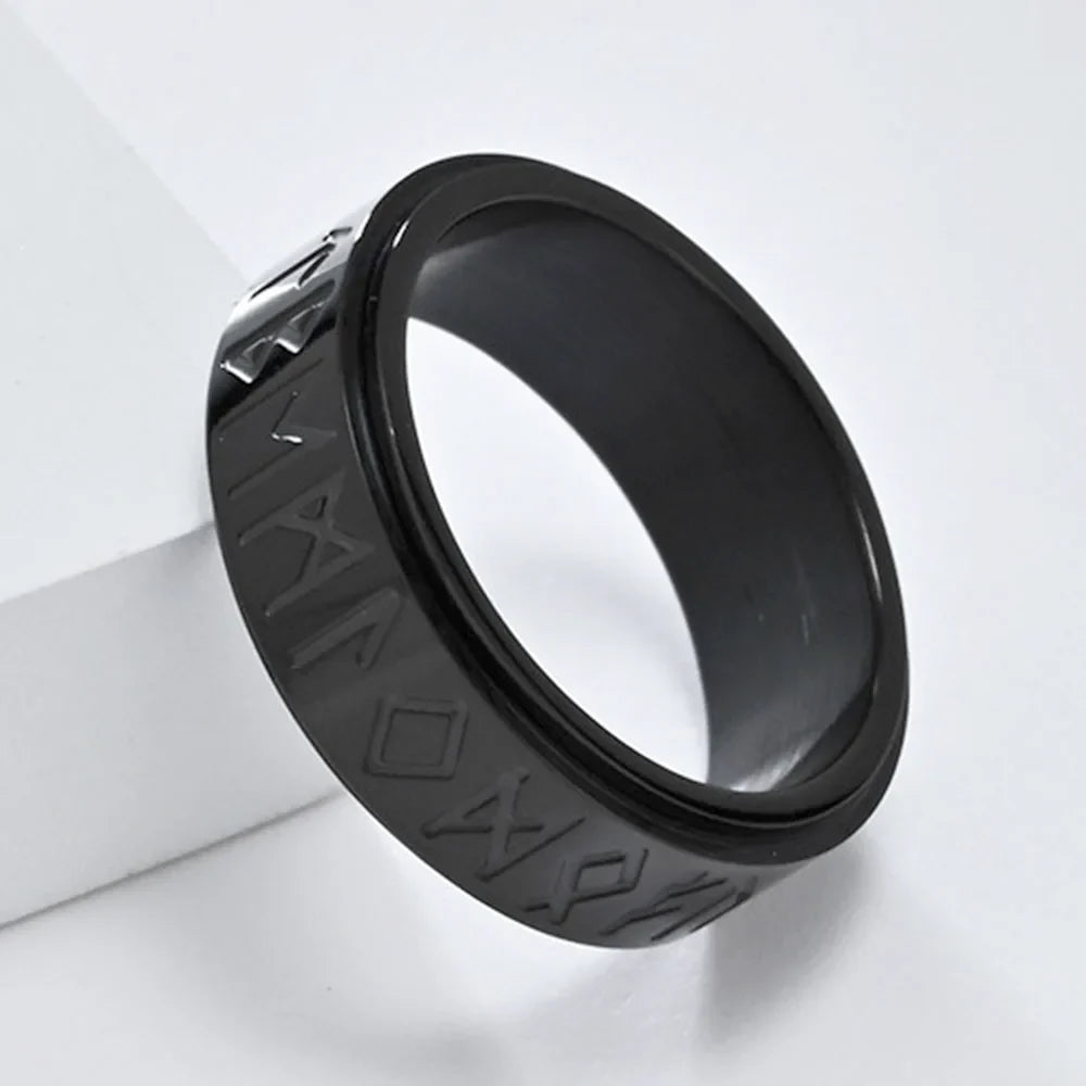 Viking Men's Anti-Stress Spinning Band Ring black