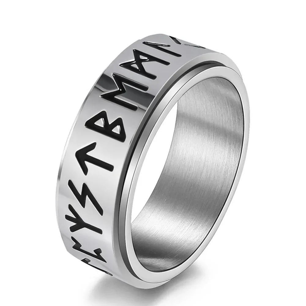 Viking Men's Anti-Stress Spinning Band Ring silver