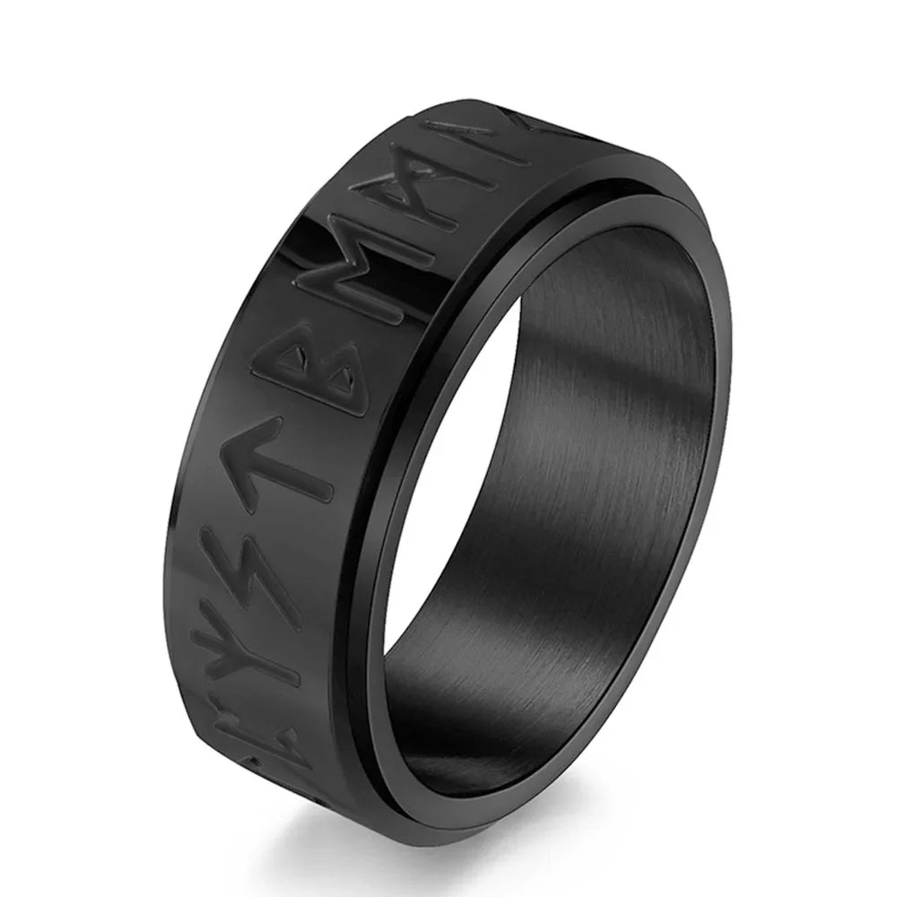 Viking Men's Anti-Stress Spinning Band Ring black