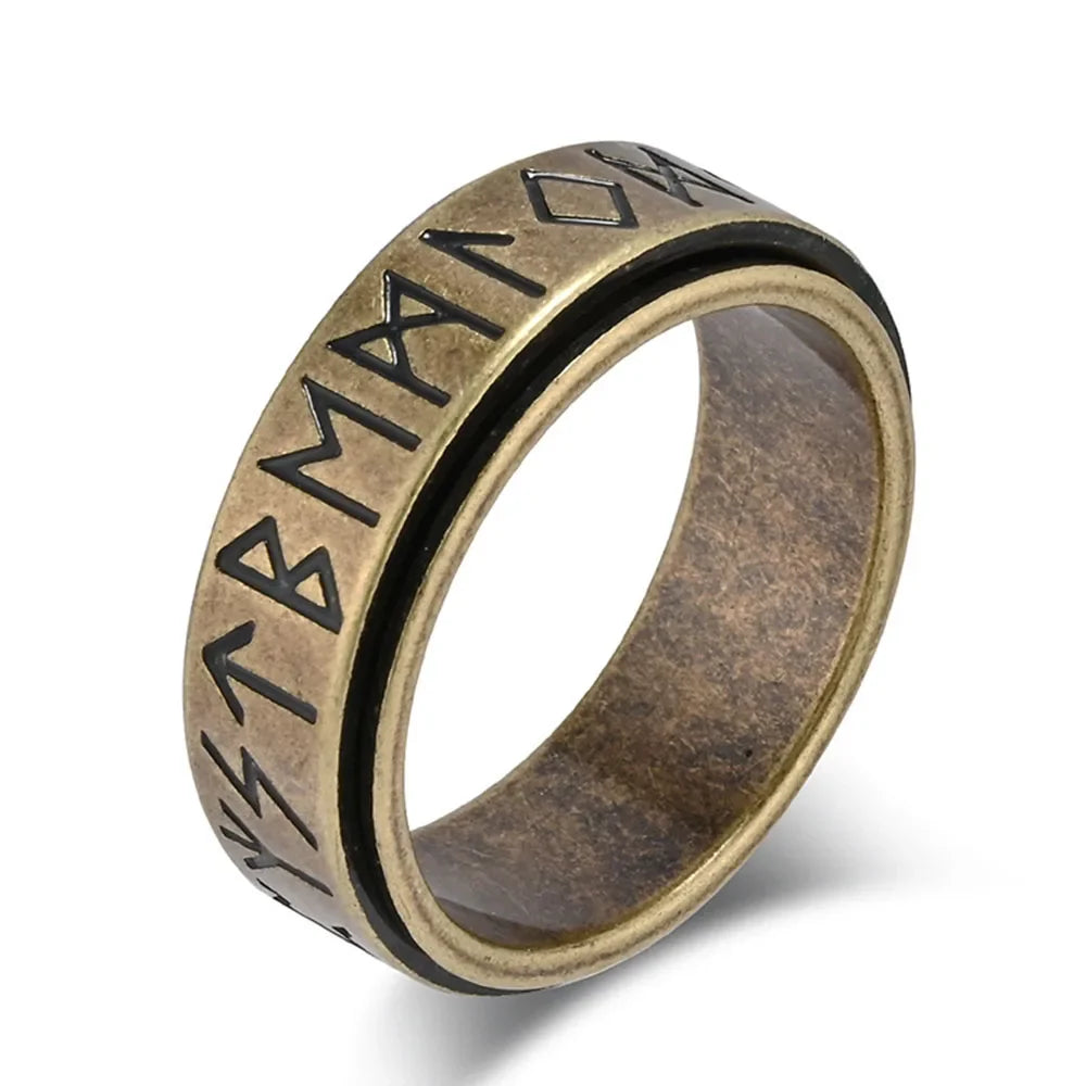 Viking Men's Anti-Stress Spinning Band Ring gold