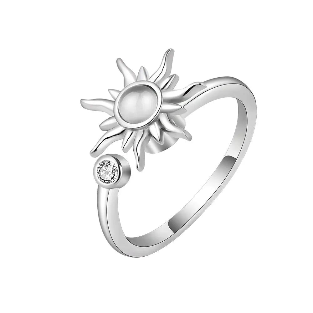 Anti-Stress Ring Rotating Sun Silver