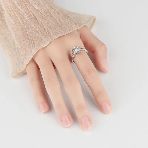 Anti-Stress Ring Rotating Sun Silver