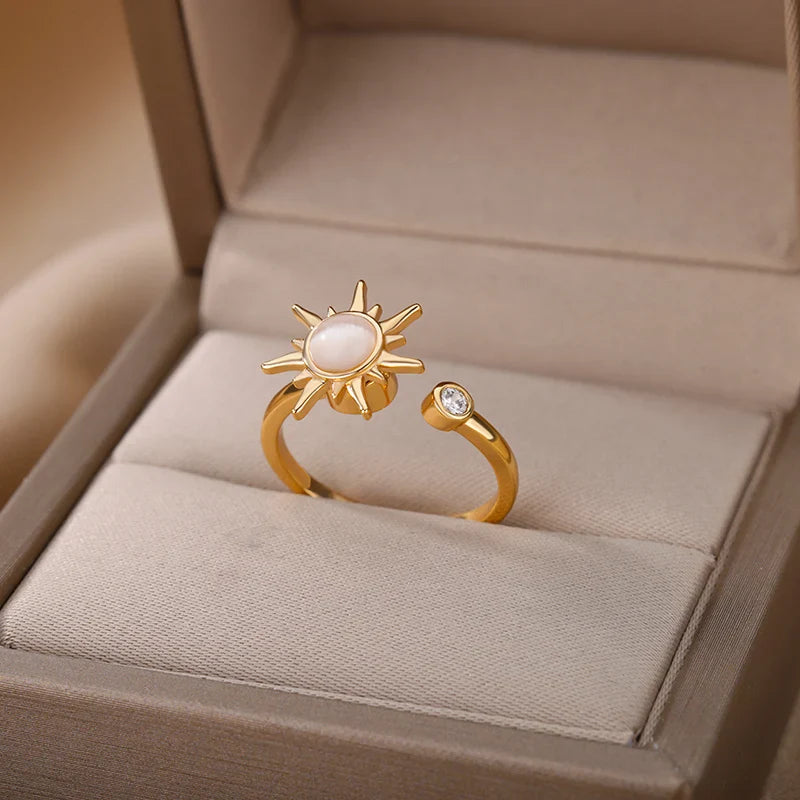 Anti-Stress Ring Rotating Sun Gold