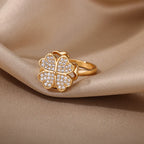 Anti-Stress Ring Rotating Band Four-Leaf Clover gold