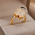 Anti-Stress Ring Rotating Band Four-Leaf Clover gold