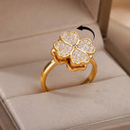 Anti-Stress Ring Rotating Band Four-Leaf Clover gold
