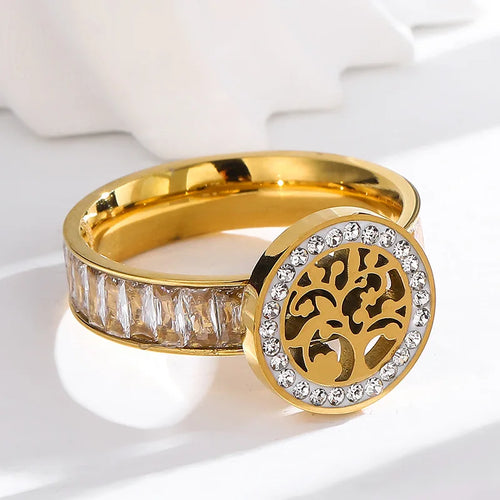 Tree of Life Ring with Zircon