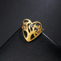 Women’s Tree of Life Ring Heart Band Gold