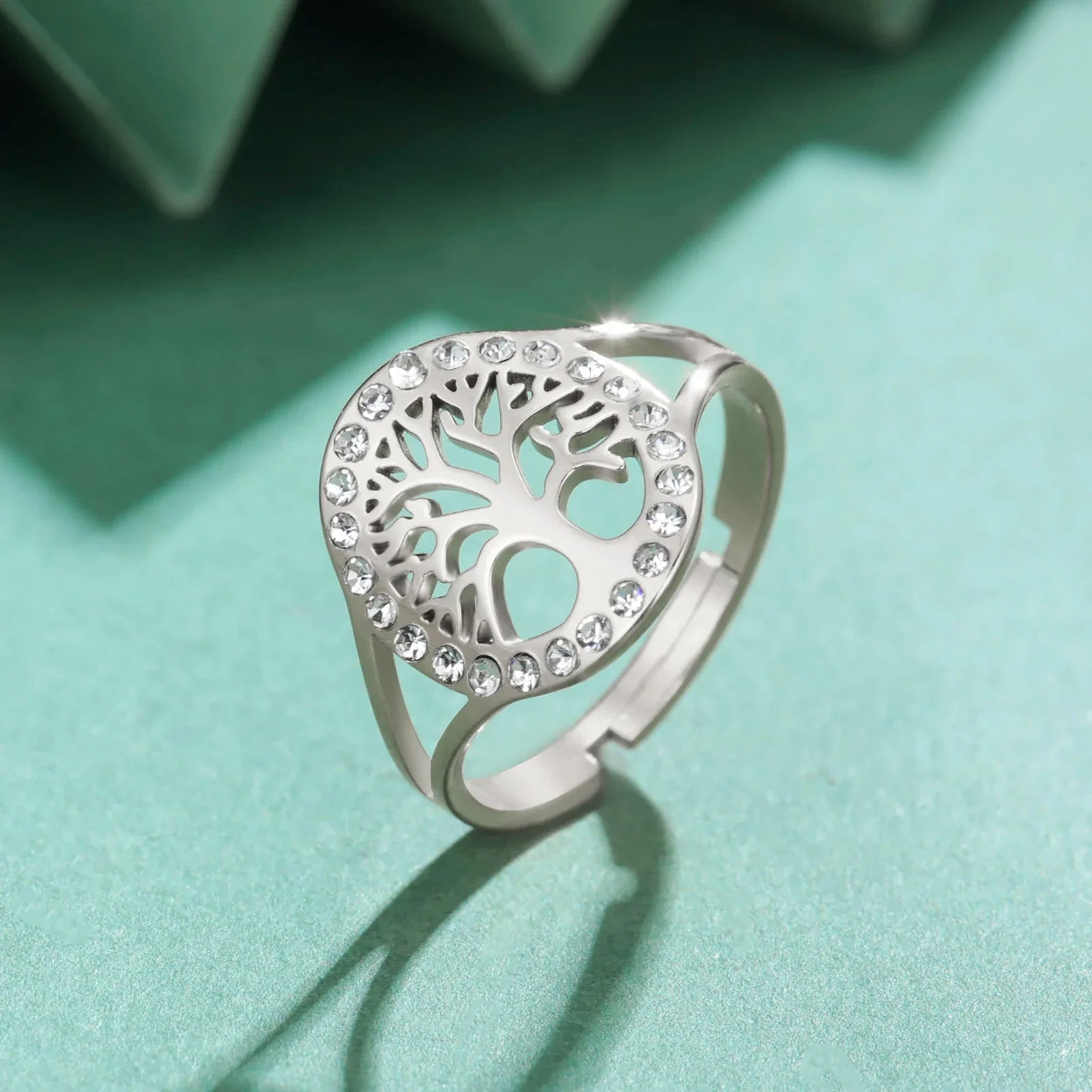 Tree of Life Zircon Ring for Women silver
