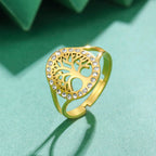 Tree of Life Zircon Ring for Women gold