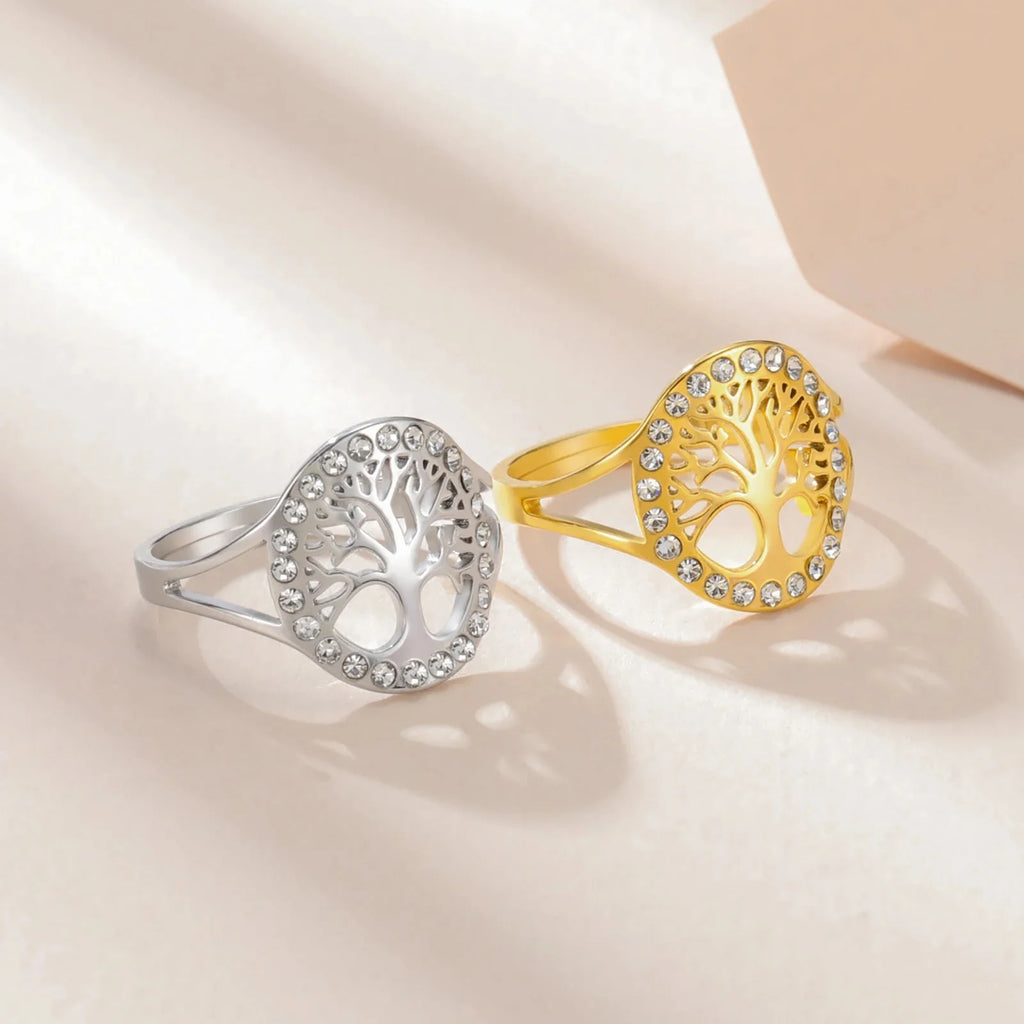 Tree of Life Zircon Ring for Women silver