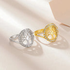 Tree of Life Zircon Ring for Women silver