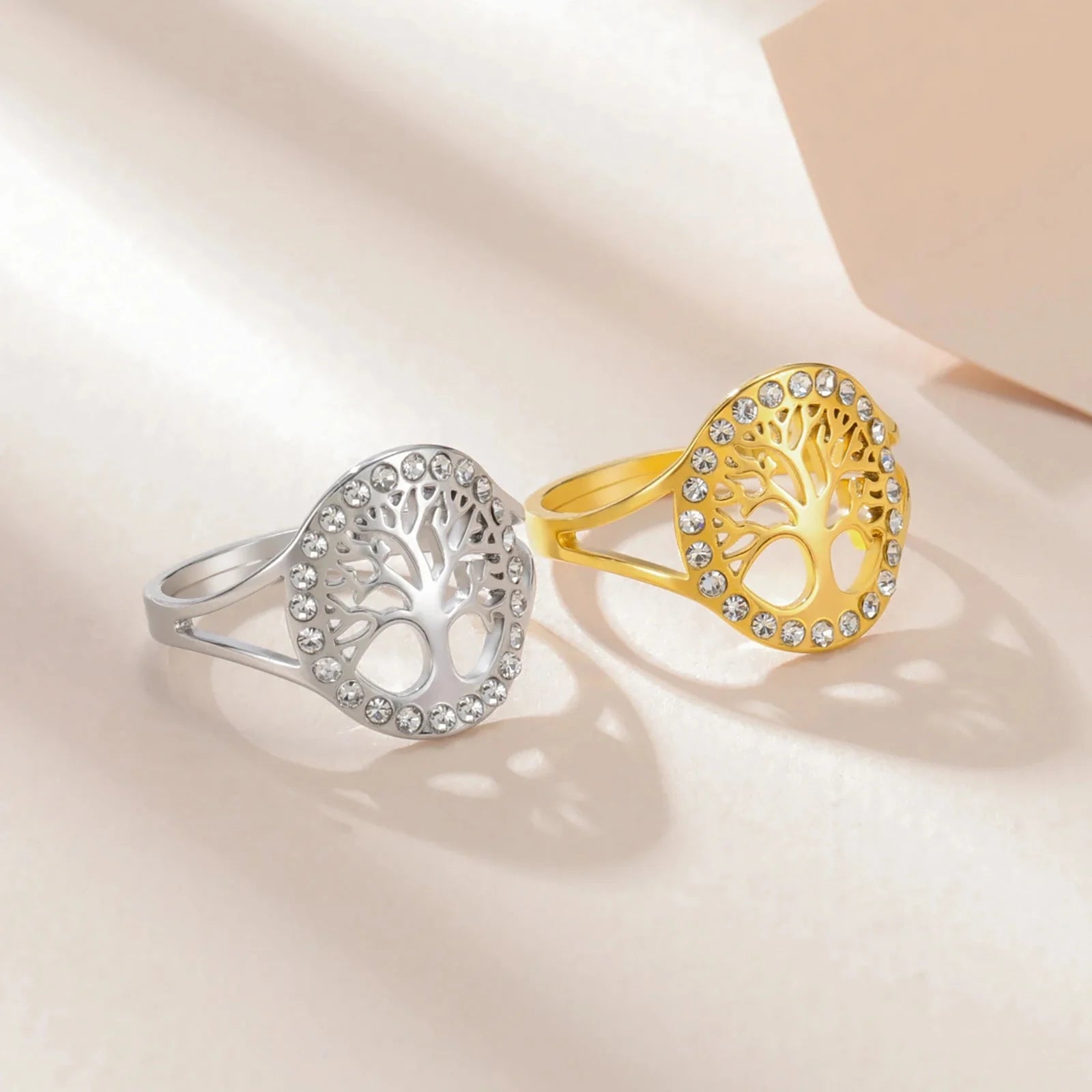 Tree of Life Zircon Ring for Women silver