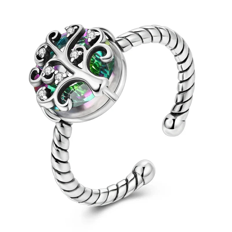 Tree of Life Zircon Women's Silver Ring