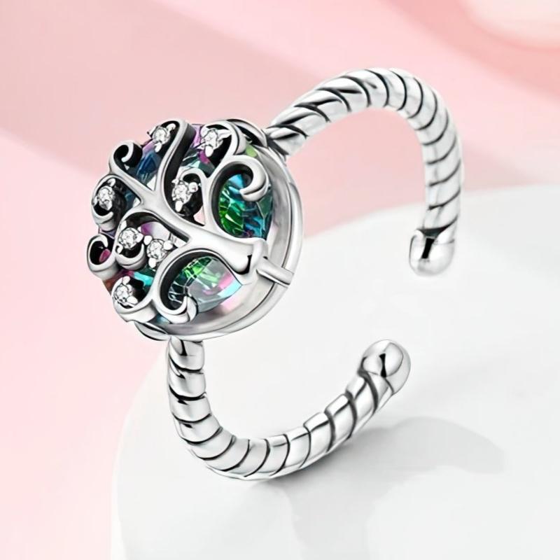 Tree of Life Zircon Women's Silver Ring