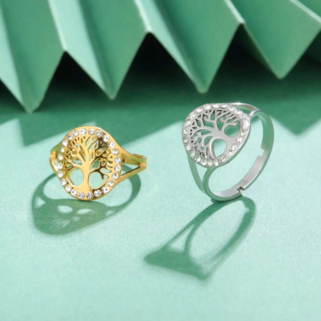Tree of Life Zircon Ring for Women gold