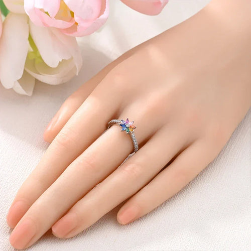 Rainbow Flower Ring