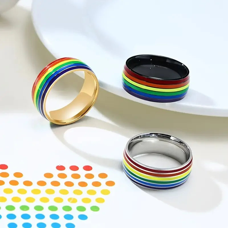 Men's rainbow ring gold