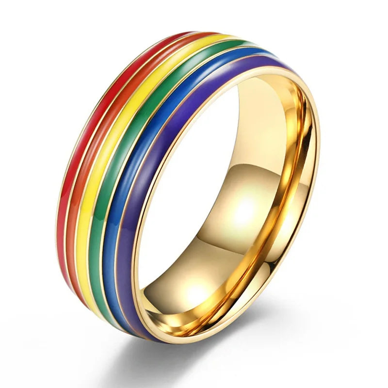 Men's rainbow ring gold