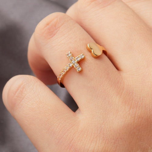 Ring with Cross for Women Gold & Silver Gold