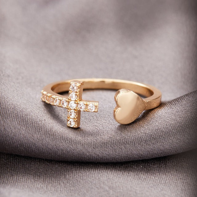 Ring with Cross for Women Gold & Silver Gold