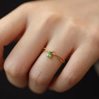 Ring with Stone Water Drop and Zircon