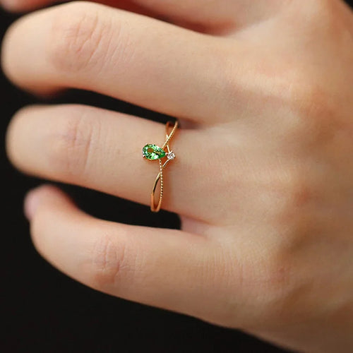Ring with Stone Water Drop and Zircon