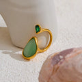 Water Drop Ring with Natural Stone and Zircon