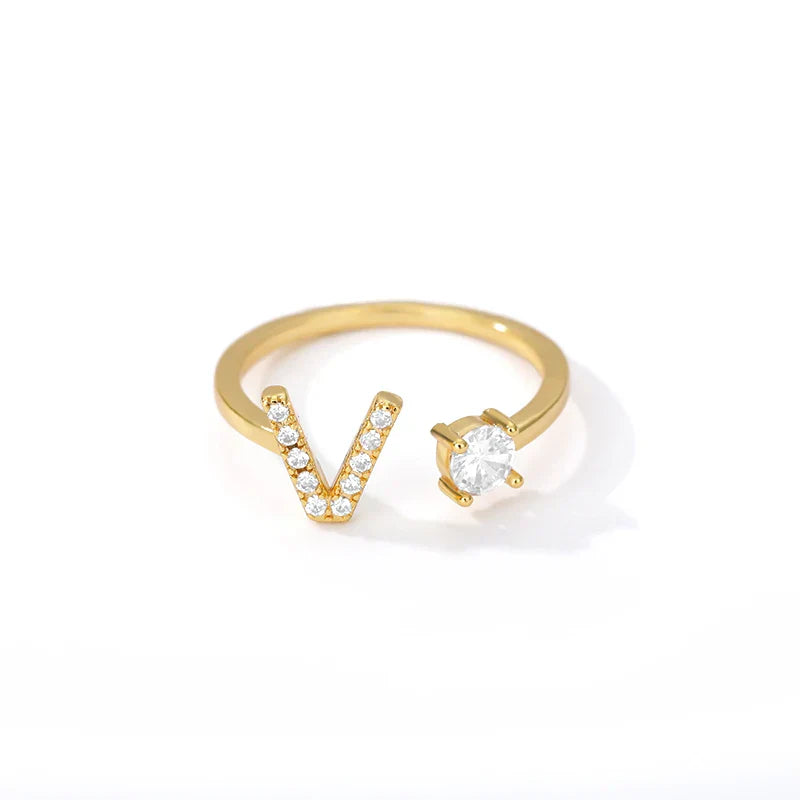 Customized ring with initial v